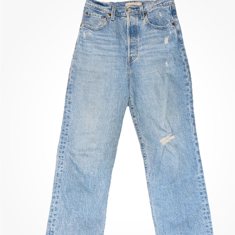 Levi's Premium Ribcage Straight Ankle Jeans Womens 27 High Rise Blue Denim
